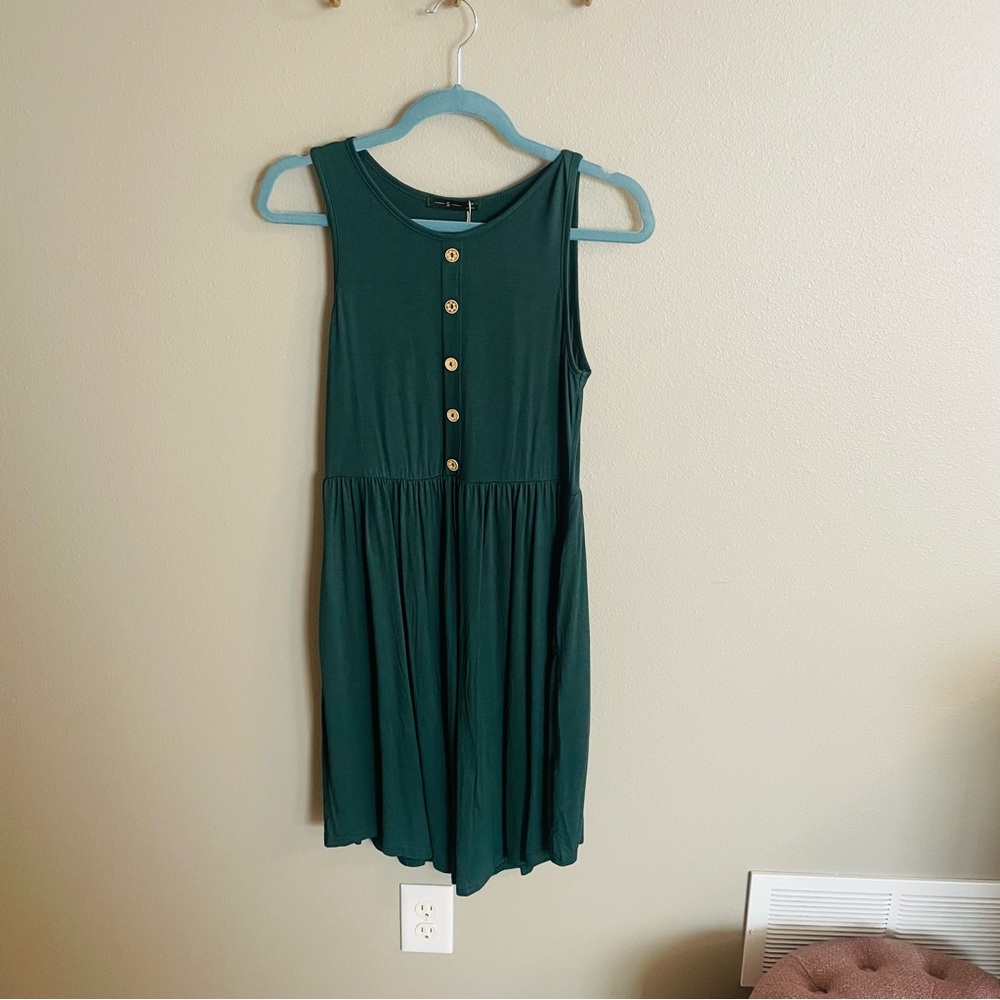 Levaca Green Button Sun Dress - Small